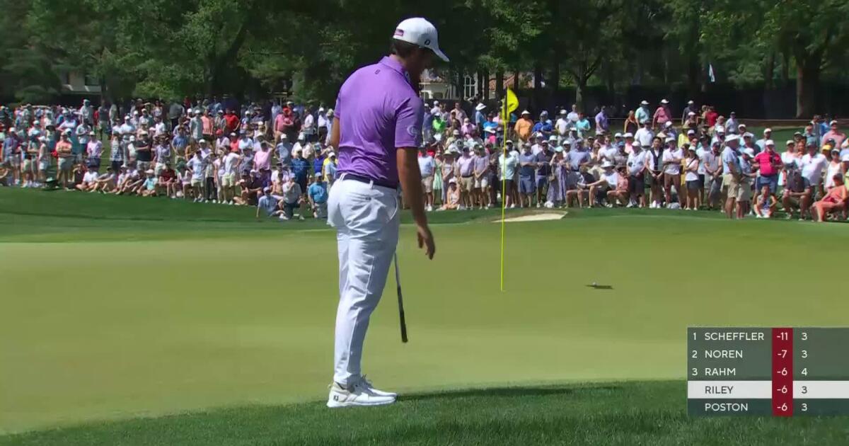 Davis Riley 2nd Shot on No. 4 Hole - 2025 PGA Championship Round 4 ...