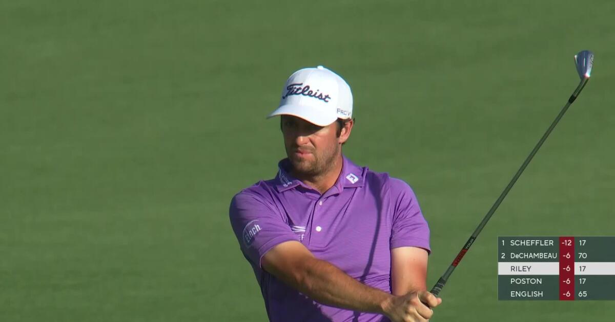 Davis Riley 2nd Shot on No. 18 Hole - 2025 PGA Championship Round 4 ...