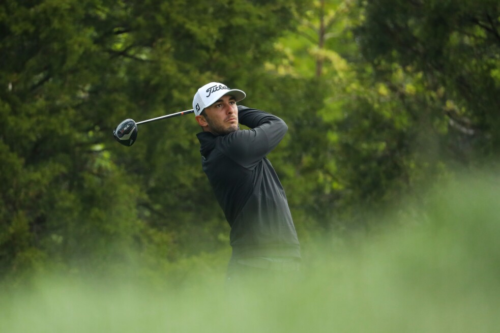 Max Homa watches his tee shot during the 2019 PGA Championship