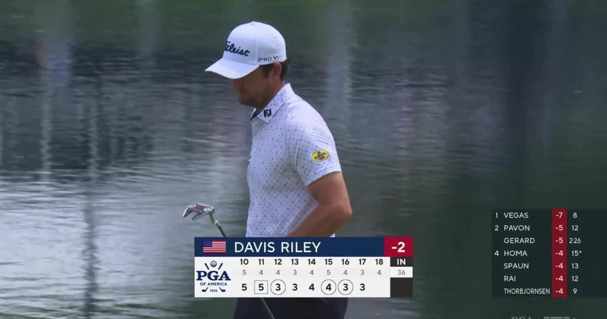 Davis Riley 3rd Shot on No. 17 Hole - 2025 PGA Championship Round 2 ...