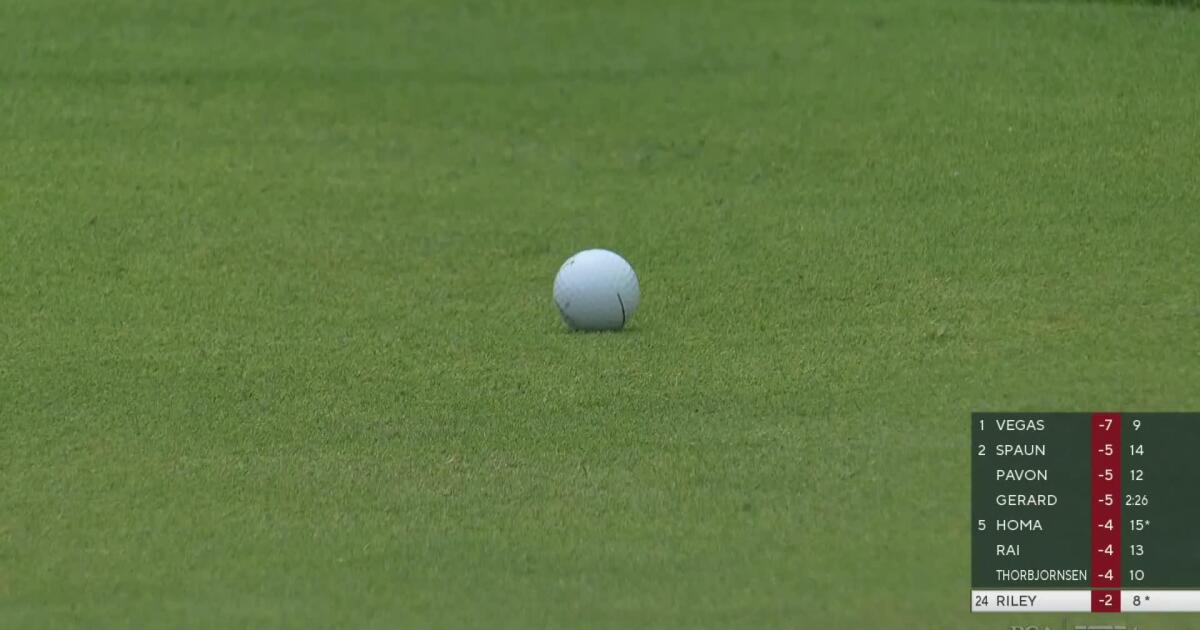 Davis Riley 2nd Shot on No. 18 Hole - 2025 PGA Championship Round 2 ...